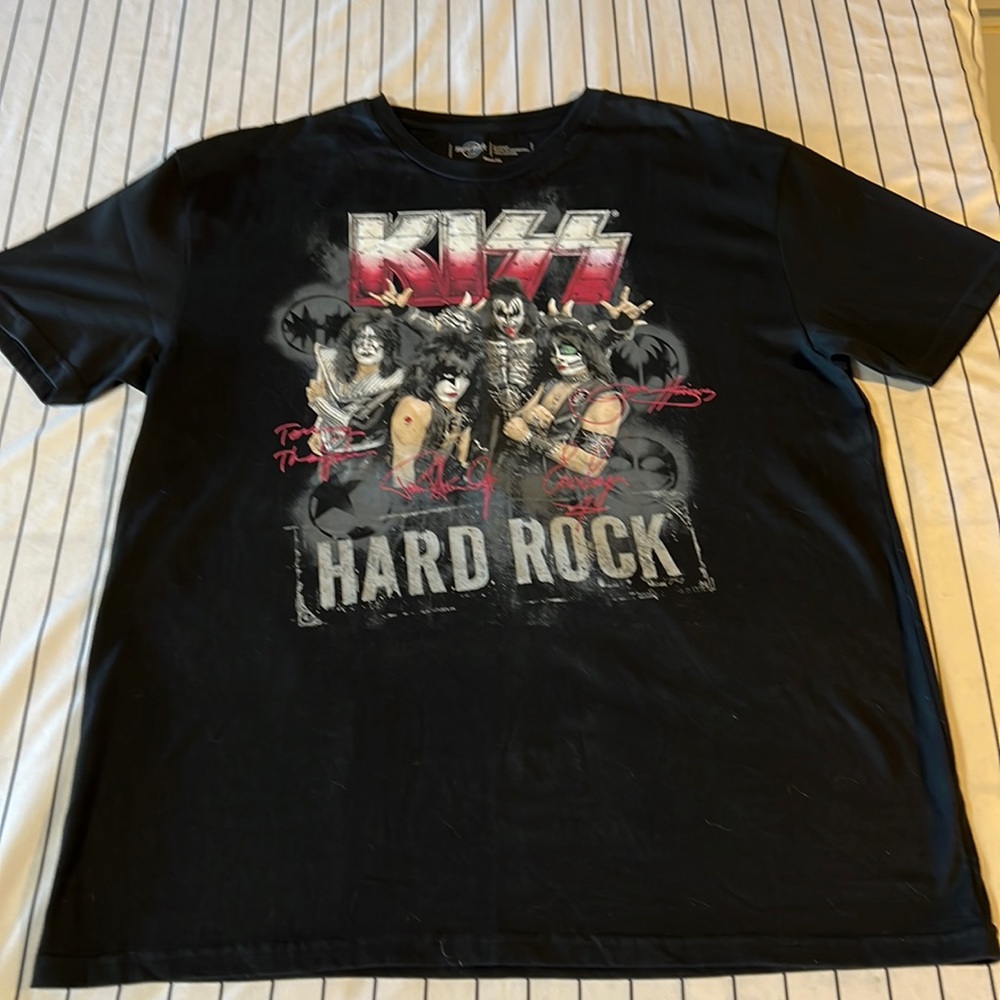 Kiss Band Rare Hard Rock Cafe Official Signature T-Shirt Size X-Large